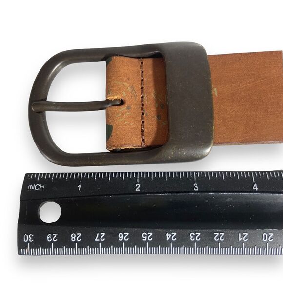 Ben Sherman Men's Brown Camouflage Genuine Leather Belt Size 32 Heavy Duty 1.75" - Picture 10 of 10